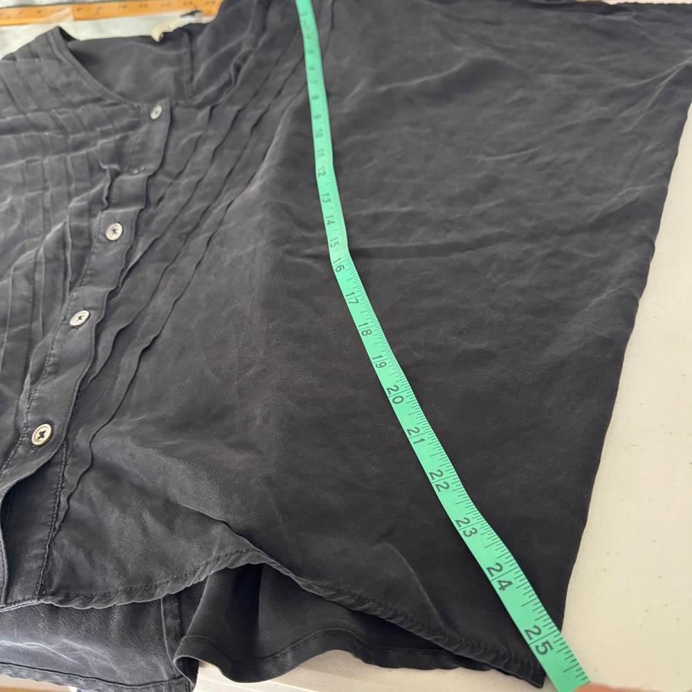 The Podolls Black 100% Silk Pintuck Pleat Dolman Sleeve Button Front Top XS boho - Picture 6 of 12